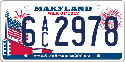 MD license plate 6AC2978