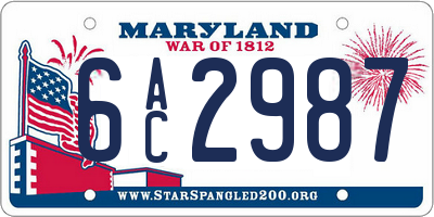 MD license plate 6AC2987