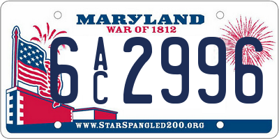 MD license plate 6AC2996