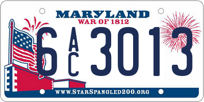 MD license plate 6AC3013