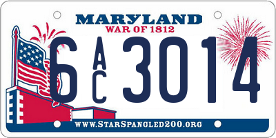 MD license plate 6AC3014