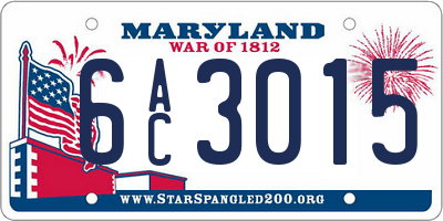 MD license plate 6AC3015
