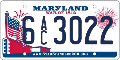 MD license plate 6AC3022