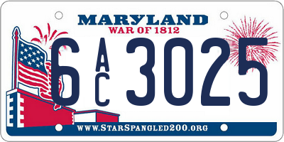 MD license plate 6AC3025