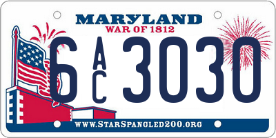 MD license plate 6AC3030