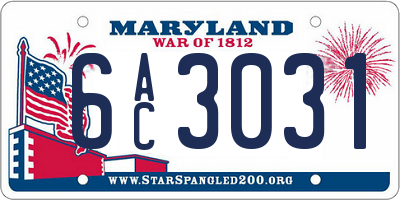 MD license plate 6AC3031
