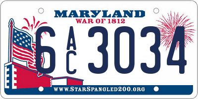 MD license plate 6AC3034