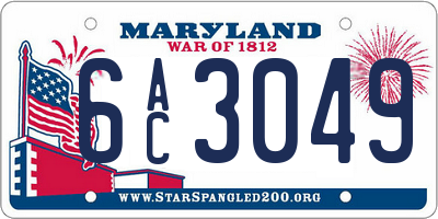 MD license plate 6AC3049