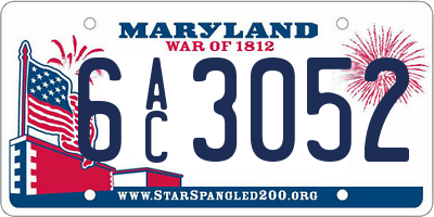 MD license plate 6AC3052