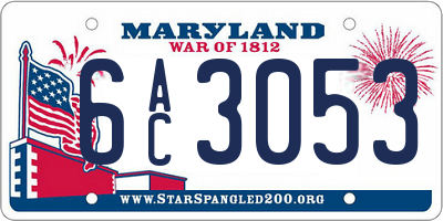 MD license plate 6AC3053