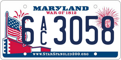 MD license plate 6AC3058
