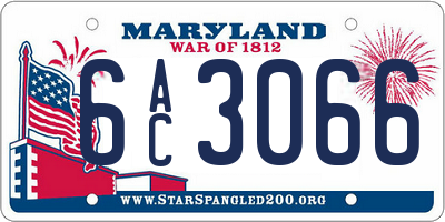 MD license plate 6AC3066