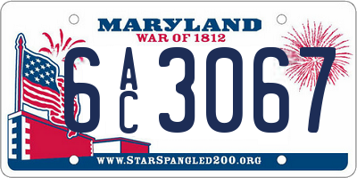 MD license plate 6AC3067