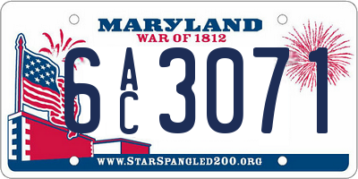 MD license plate 6AC3071