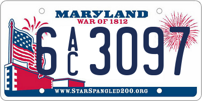 MD license plate 6AC3097