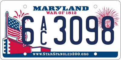 MD license plate 6AC3098