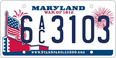MD license plate 6AC3103