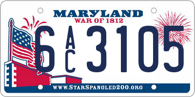 MD license plate 6AC3105
