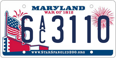 MD license plate 6AC3110