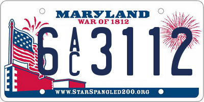 MD license plate 6AC3112