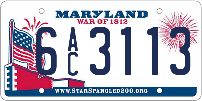 MD license plate 6AC3113