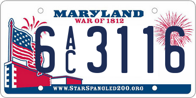 MD license plate 6AC3116