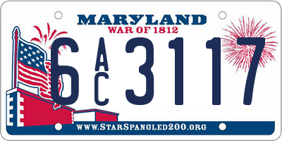 MD license plate 6AC3117