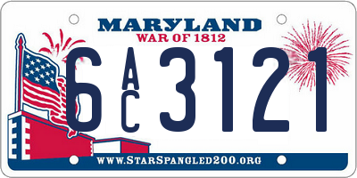 MD license plate 6AC3121