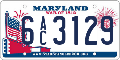 MD license plate 6AC3129