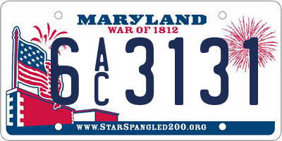 MD license plate 6AC3131