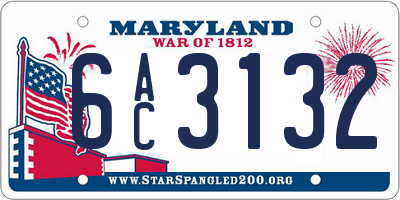MD license plate 6AC3132