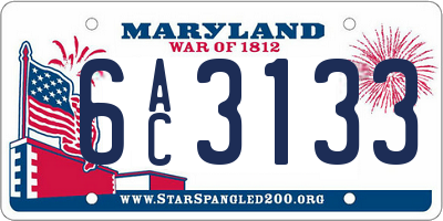 MD license plate 6AC3133