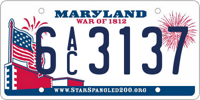 MD license plate 6AC3137