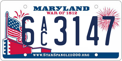 MD license plate 6AC3147