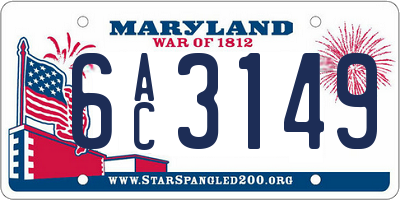 MD license plate 6AC3149