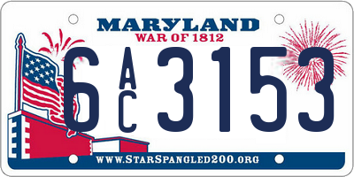 MD license plate 6AC3153