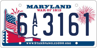 MD license plate 6AC3161