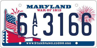 MD license plate 6AC3166