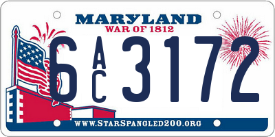 MD license plate 6AC3172