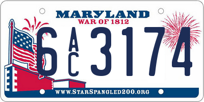 MD license plate 6AC3174