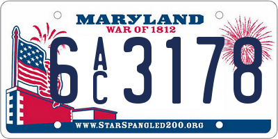 MD license plate 6AC3178