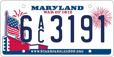 MD license plate 6AC3191