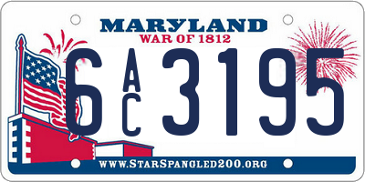 MD license plate 6AC3195