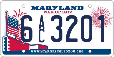 MD license plate 6AC3201