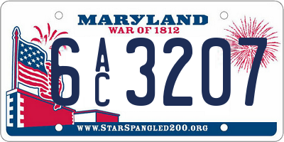 MD license plate 6AC3207