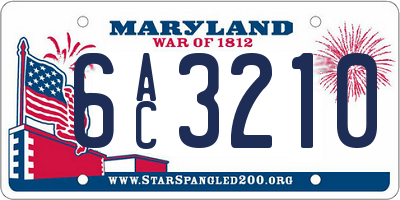 MD license plate 6AC3210