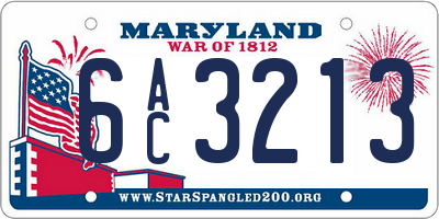 MD license plate 6AC3213