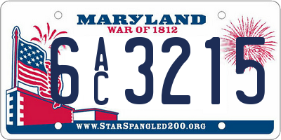 MD license plate 6AC3215