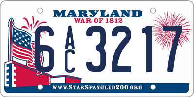 MD license plate 6AC3217