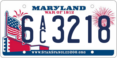 MD license plate 6AC3218